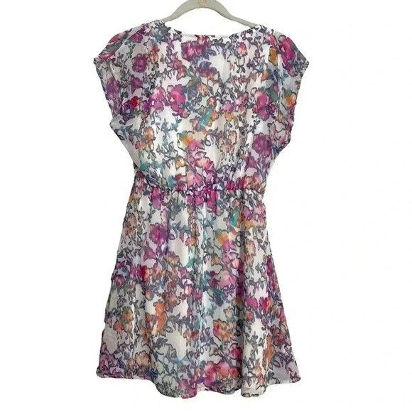 Lush Mini Dress Short Sleeve Watercolor Floral - Picture 2 of 4